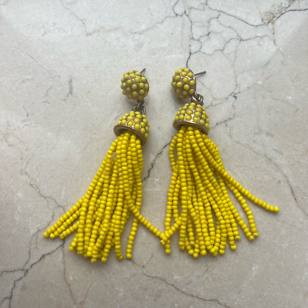 JCREW YELLOW TASSLE BEADED EARRINGS